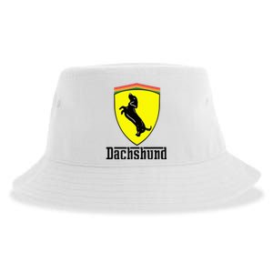 Dachshund Racing Yellow Sustainable Bucket Hat