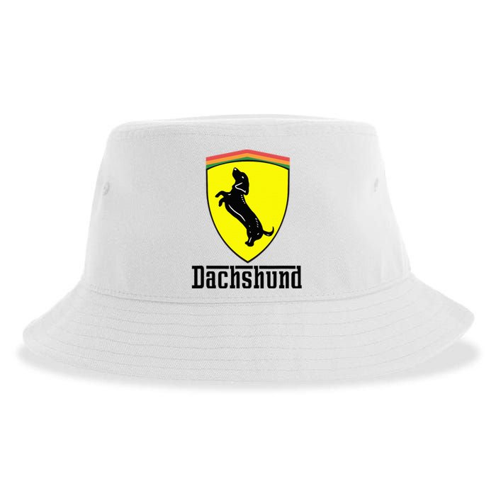 Dachshund Racing Yellow Sustainable Bucket Hat