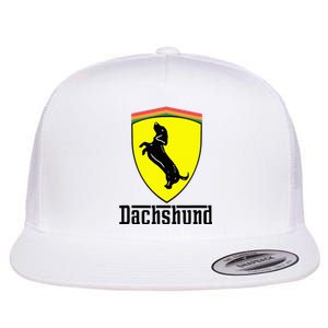 Dachshund Racing Yellow Flat Bill Trucker Hat