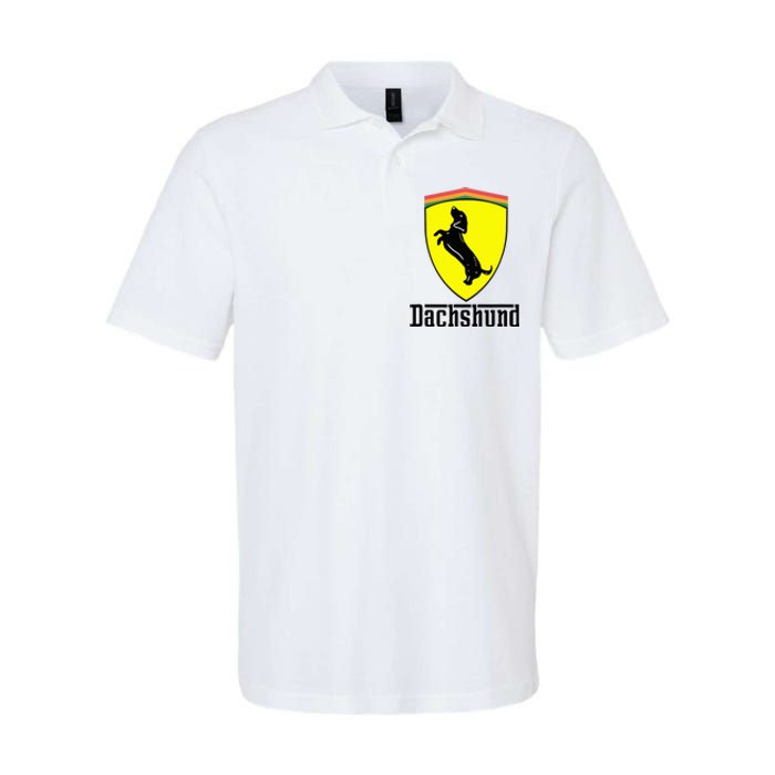 Dachshund Racing Yellow Softstyle Adult Sport Polo