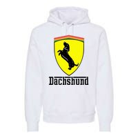 Dachshund Racing Yellow Premium Hoodie