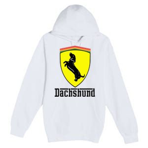 Dachshund Racing Yellow Premium Pullover Hoodie