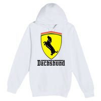 Dachshund Racing Yellow Premium Pullover Hoodie