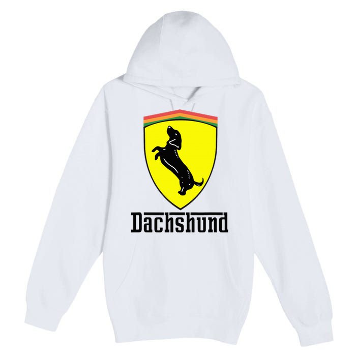 Dachshund Racing Yellow Premium Pullover Hoodie