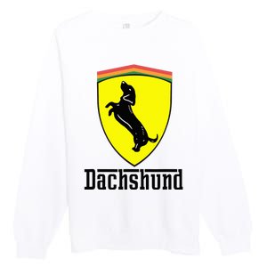 Dachshund Racing Yellow Premium Crewneck Sweatshirt