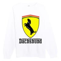 Dachshund Racing Yellow Premium Crewneck Sweatshirt