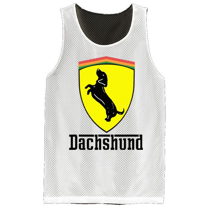 Dachshund Racing Yellow Mesh Reversible Basketball Jersey Tank