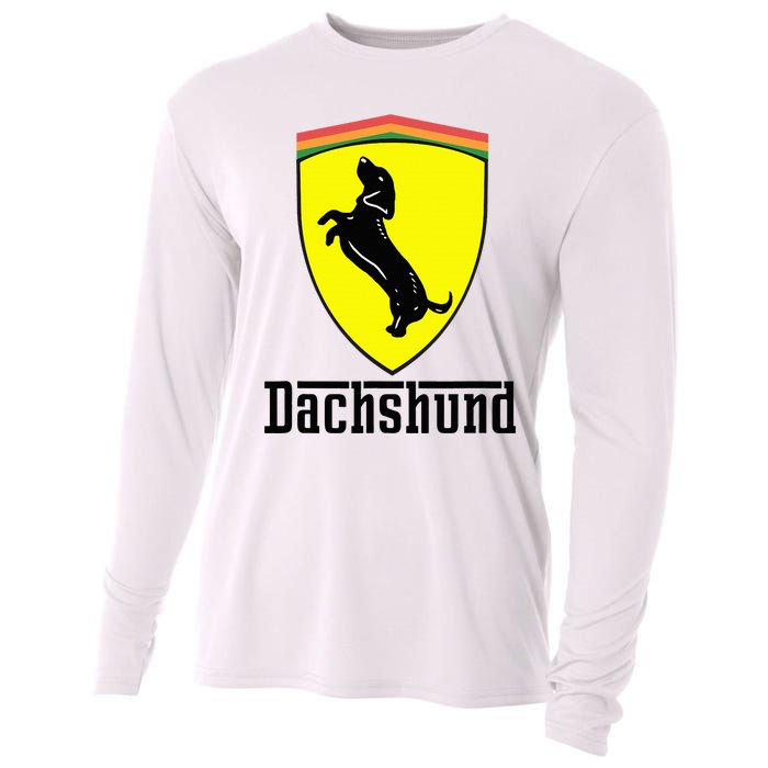 Dachshund Racing Yellow Cooling Performance Long Sleeve Crew