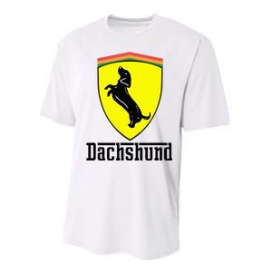 Dachshund Racing Yellow Performance Sprint T-Shirt