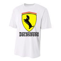 Dachshund Racing Yellow Performance Sprint T-Shirt