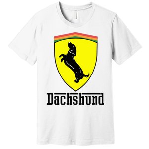 Dachshund Racing Yellow Premium T-Shirt