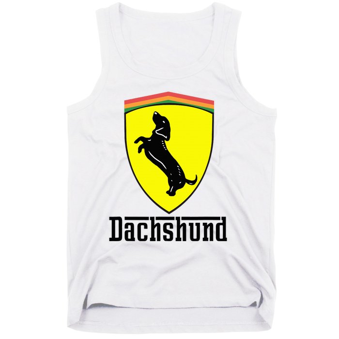 Dachshund Racing Yellow Tank Top