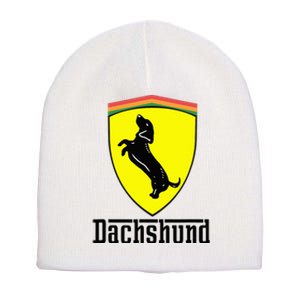 Dachshund Racing Yellow Short Acrylic Beanie