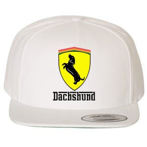 Dachshund Racing Yellow Wool Snapback Cap