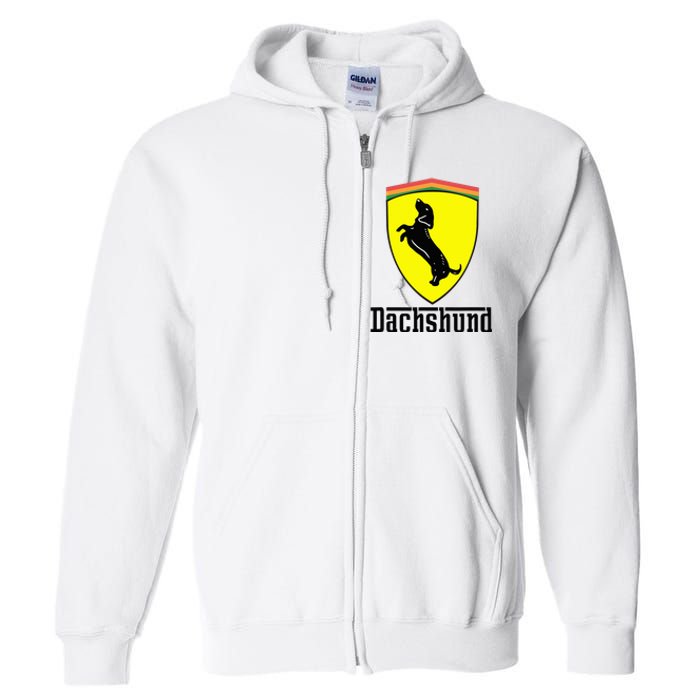 Dachshund Racing Yellow Full Zip Hoodie