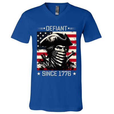 Defiant Since 1776 Veterans Day 4th Of July Usa V-Neck T-Shirt