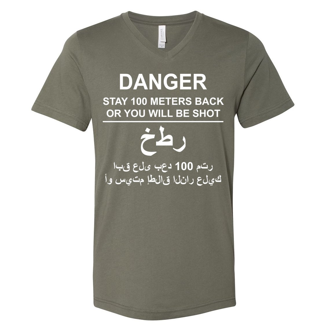 Danger Stay 100 Meters Back Iraq V-Neck T-Shirt