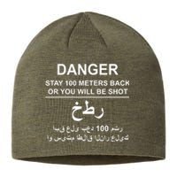 Danger Stay 100 Meters Back Iraq Sustainable Beanie