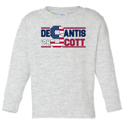 Desantis Scott 2024 Election USA Toddler Long Sleeve Shirt