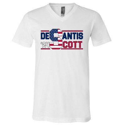 Desantis Scott 2024 Election USA V-Neck T-Shirt