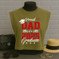 Dad Senior 2025 Proud Dad Of A Class Of 2025 Graduate Garment-Dyed Women's Muscle Tee