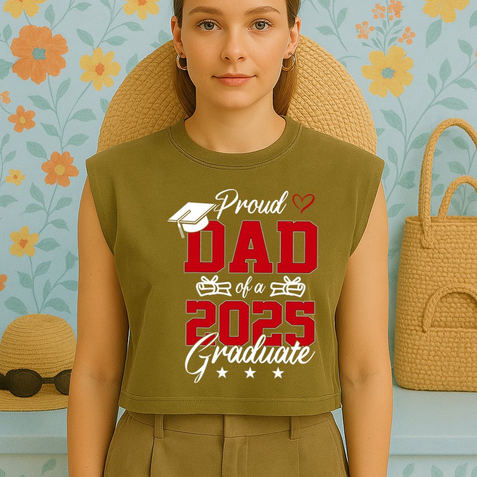 Dad Senior 2025 Proud Dad Of A Class Of 2025 Graduate Garment-Dyed Women's Muscle Tee