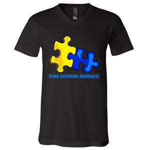 Down Syndrome 21 March Puzzle Down Syndrome Awareness Day V-Neck T-Shirt