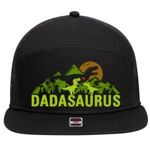 Dada Saurus 2 Dad Dinosaur Xmas Dadasaurus Fathers Day Gift 7 Panel Mesh Trucker Snapback Hat