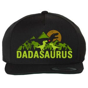 Dada Saurus 2 Dad Dinosaur Xmas Dadasaurus Fathers Day Gift Wool Snapback Cap