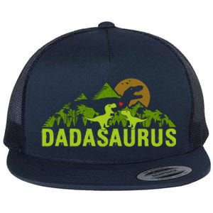 Dada Saurus 2 Dad Dinosaur Xmas Dadasaurus Fathers Day Gift Flat Bill Trucker Hat