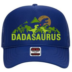 Dada Saurus 2 Dad Dinosaur Xmas Dadasaurus Fathers Day Gift High Crown Mesh Back Trucker Hat