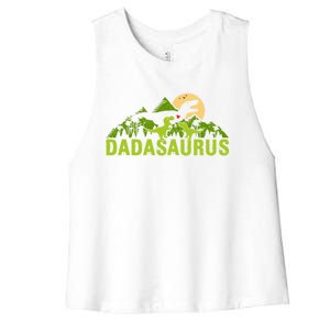 Dada Saurus 2 Dad Dinosaur Xmas Dadasaurus Fathers Day Gift Women's Racerback Cropped Tank