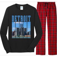 Detroit Skyline 313 Michigan Vintage Pride Long Sleeve Pajama Set