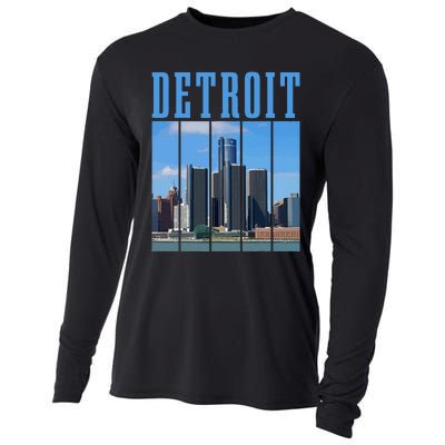 Detroit Skyline 313 Michigan Vintage Pride Cooling Performance Long Sleeve Crew