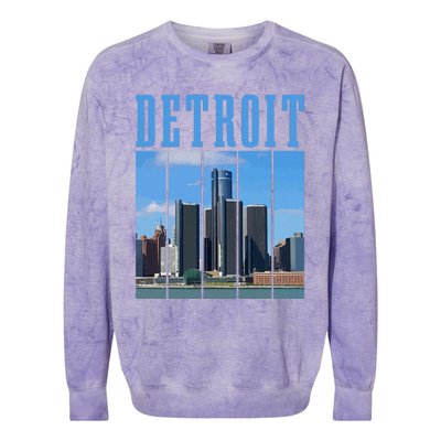 Detroit Skyline 313 Michigan Vintage Pride Colorblast Crewneck Sweatshirt