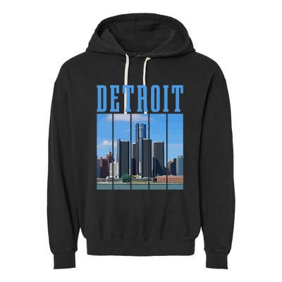 Detroit Skyline 313 Michigan Vintage Pride Garment-Dyed Fleece Hoodie