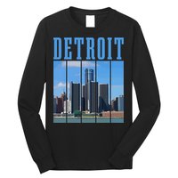 Detroit Skyline 313 Michigan Vintage Pride Long Sleeve Shirt