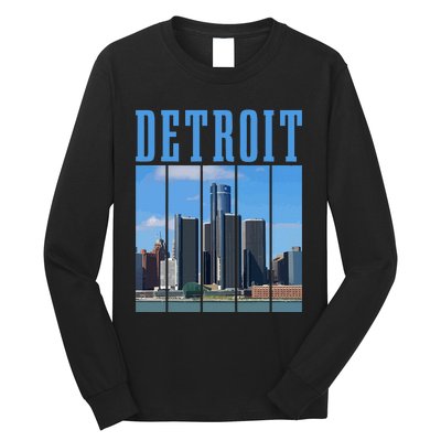 Detroit Skyline 313 Michigan Vintage Pride Long Sleeve Shirt