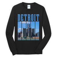 Detroit Skyline 313 Michigan Vintage Pride Tall Long Sleeve T-Shirt