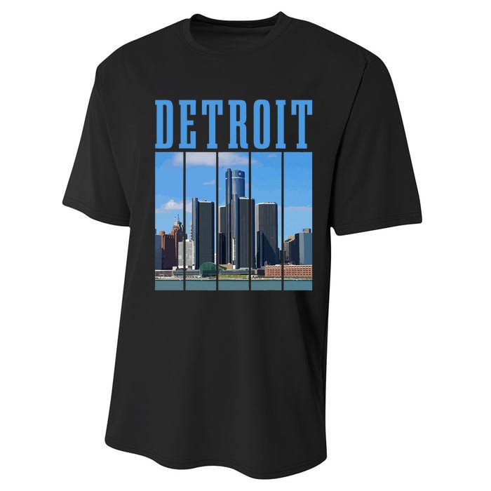 Detroit Skyline 313 Michigan Vintage Pride Performance Sprint T-Shirt