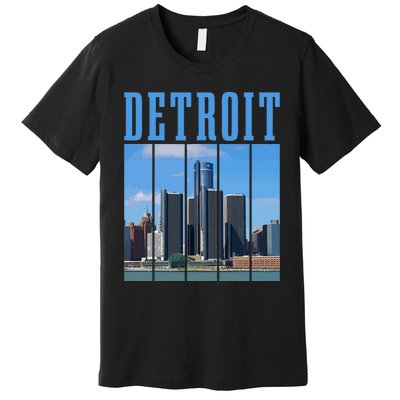 Detroit Skyline 313 Michigan Vintage Pride Premium T-Shirt