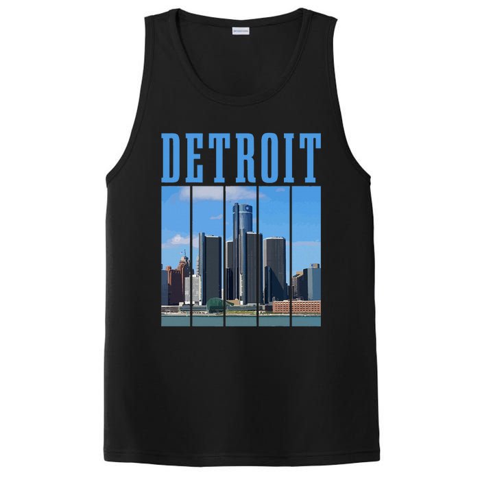 Detroit Skyline 313 Michigan Vintage Pride PosiCharge Competitor Tank