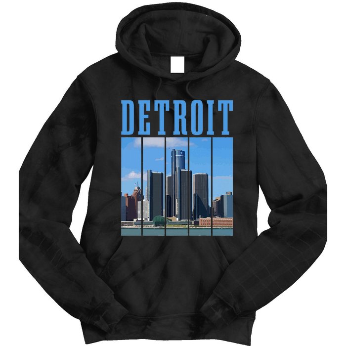 Detroit Skyline 313 Michigan Vintage Pride Tie Dye Hoodie