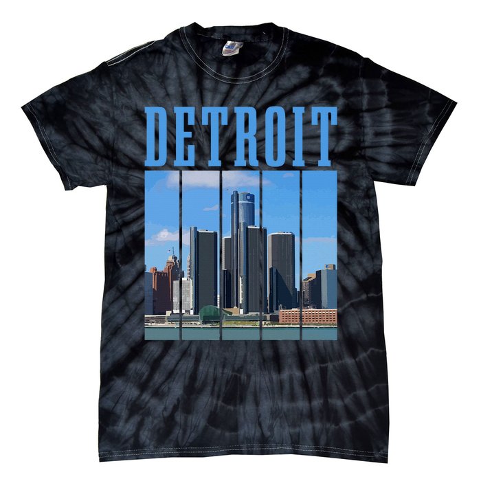 Detroit Skyline 313 Michigan Vintage Pride Tie-Dye T-Shirt