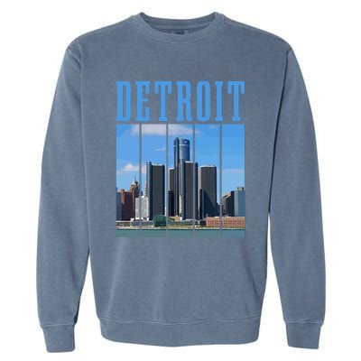 Detroit Skyline 313 Michigan Vintage Pride Garment-Dyed Sweatshirt