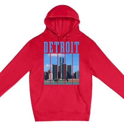 Detroit Skyline 313 Michigan Vintage Pride Premium Pullover Hoodie