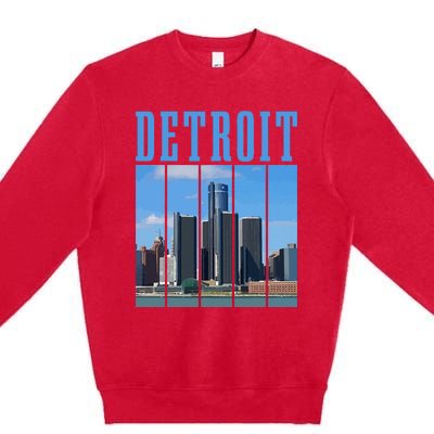 Detroit Skyline 313 Michigan Vintage Pride Premium Crewneck Sweatshirt