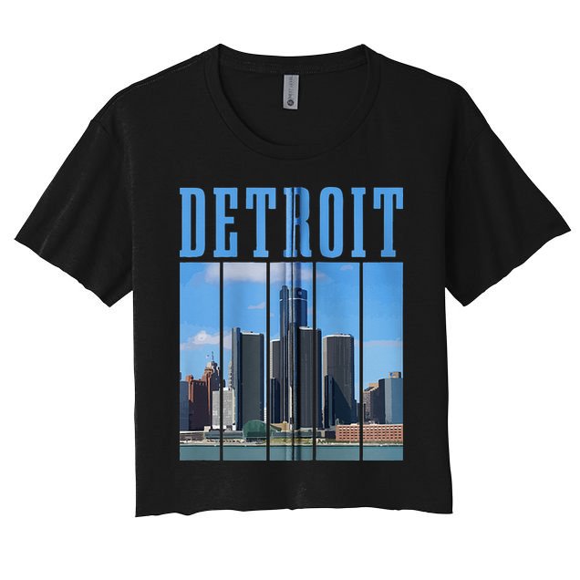 Detroit Skyline 313 Michigan Vintage Pride Crop Top