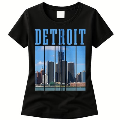 Detroit Skyline 313 Michigan Vintage Pride Womens T-Shirt