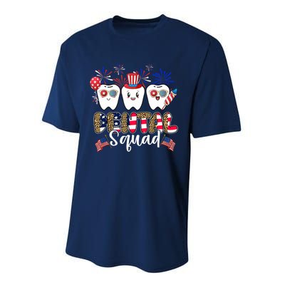 Dental Squad 4th of July America Flag Patriotic Dentist Performance Sprint T-Shirt